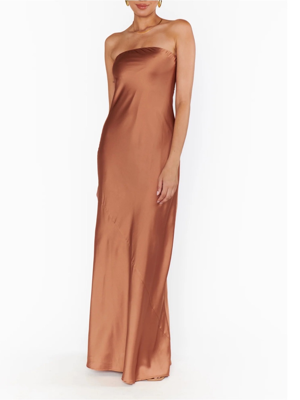 Show Me Your Mumu Copper Luxe Satin Halter Maxi Slip Dress Size M NWT Elegant